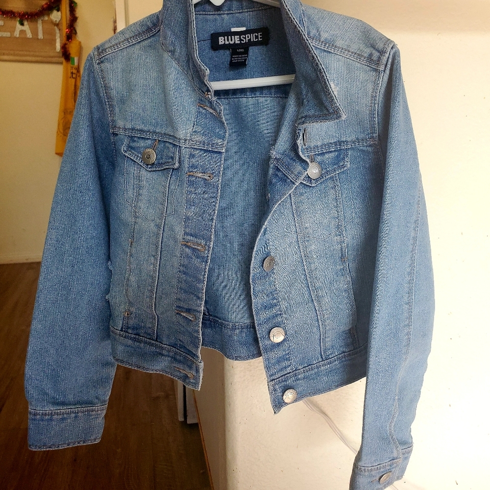 blue spice jacket really cute
